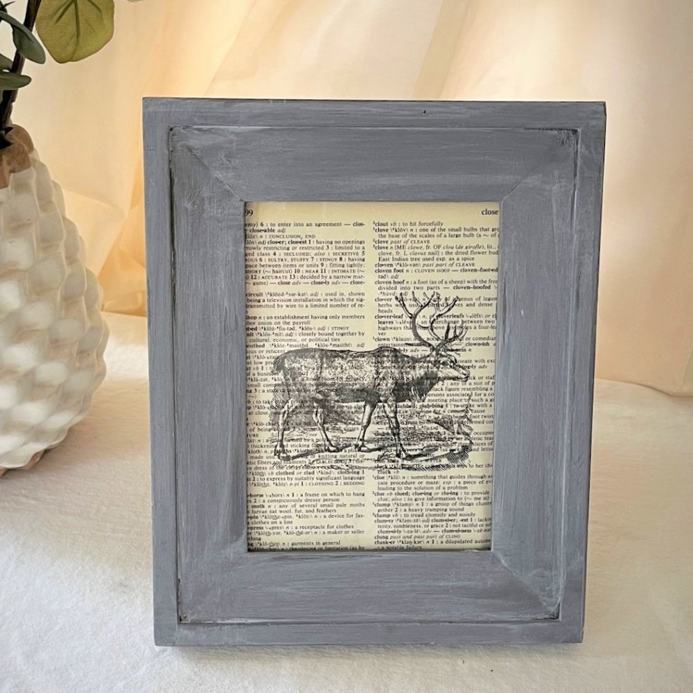 Framed Moose on a vintage dictionary page